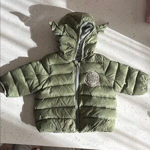 GAP Star Wars Baby Yoda Green Puffer Down Jacket sz 0-6 months
